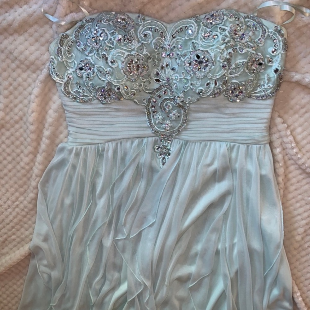 Light Green Formal High- Low Dress